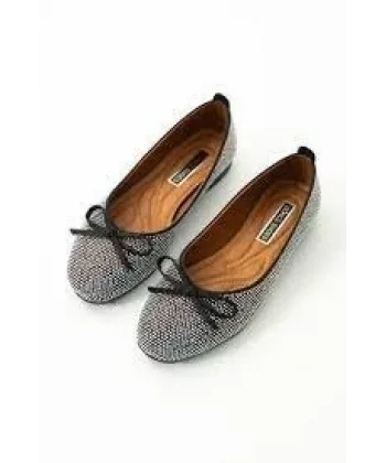 Potte Siyah Saten Babet Ayakkabı