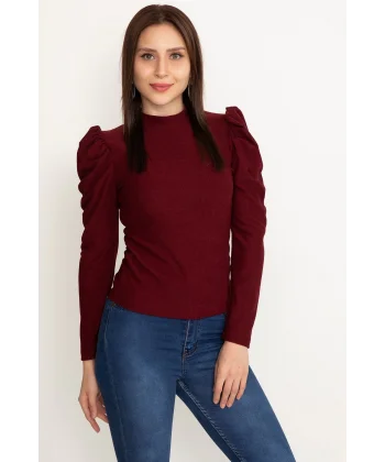 Prenses kol bluz bordo w3125