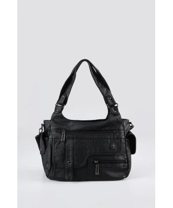 Pyser Siyah Cilt Omuz Çantası