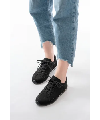 RS-01 Siyah Süet İnce Taban Günlük Spor Ayakkabı