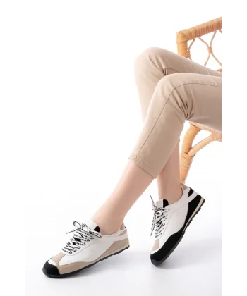 RS-02 Beyaz Garni İnce Taban Günlük Spor Ayakkabı