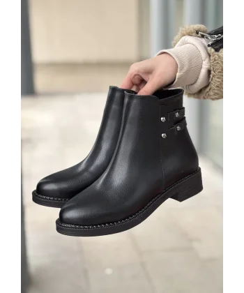 Siari Siyah Cilt Topuklu Bot