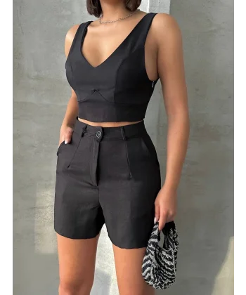 Şortlu keten takım s255014