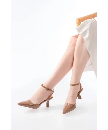ST-004 Vizon Rugan Günlük 7 cm Topuklu Bayan Ayakkabı