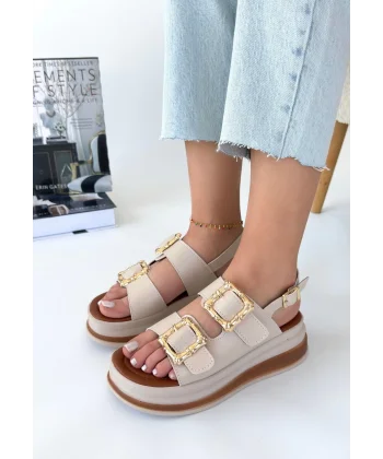 Stan Bej Cilt Sandalet