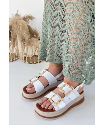 Stan Beyaz Cilt Sandalet