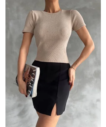 Taş baskılı kaş korse bluz