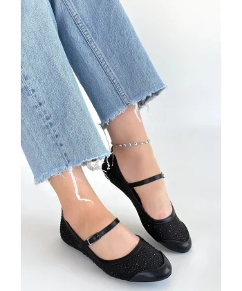 Toyan Siyah Cilt Babet Ayakkabı