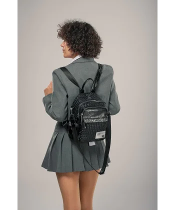 Tulip Siyah Cilt Sırt Çantası