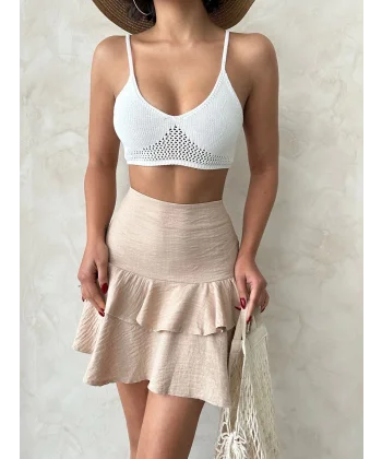 Valonlu fırfırlı etek s24681