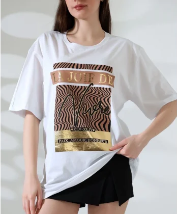 Varak çizgili Oversize tişört