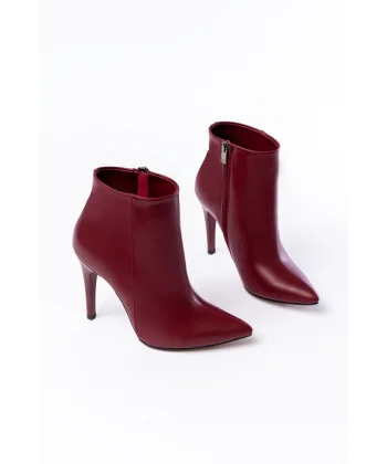 VRT-4802 Bordo Yüksek İnce Topuklu Fermuarlı Kadın Bot