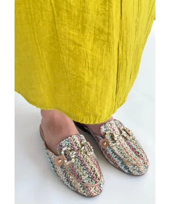 Yenda Renkli Dokumalı Terlik