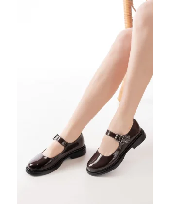 YSN-4444 Kahve Rugan Günlük Bayan Ayakkabı