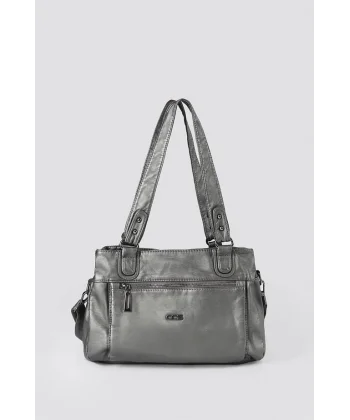 Zuwer Gri Cilt Omuz Çantası