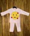 3-12 aylık emoji detalı takım pembe