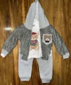 6-24 aylık ceketli kapşonlu üçlü takım gribeyaz