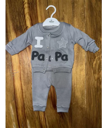 3-12 aylık üçlü kolej ceketli takım gri