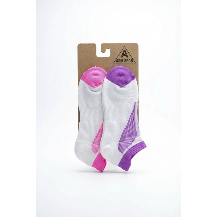 ASM Spor Bayan 2li Günlük Çorap Beyaz-Pembe-Mor