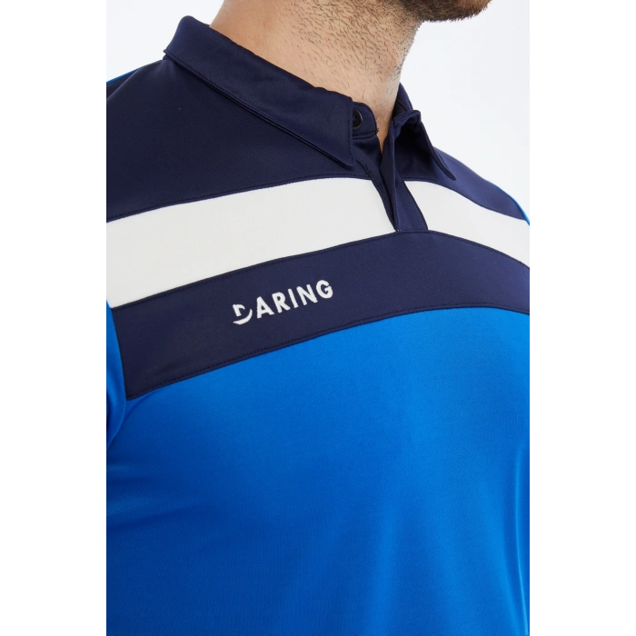 Asm Spor Darıng Erkek Polo Yaka Tişört |Ter Tutmaz |Günlük&Antrenman | Saks-Lacivert-Beyaz