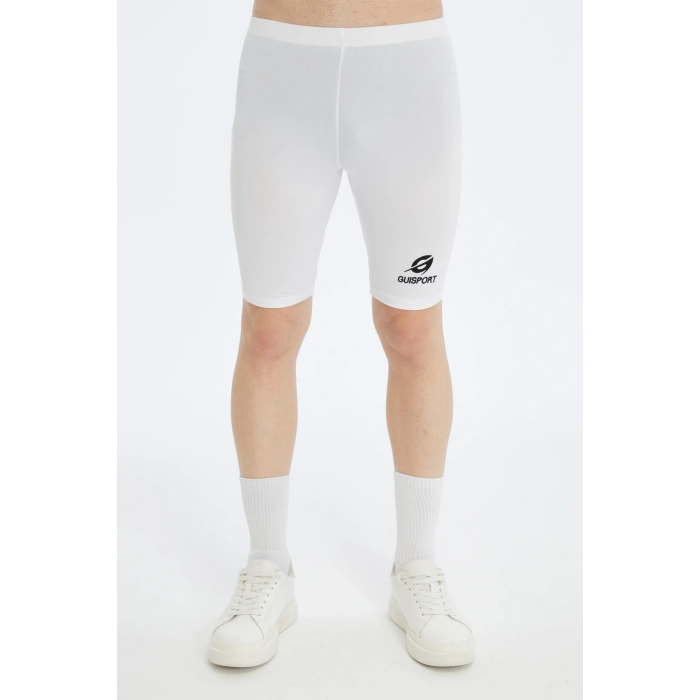 Asm Spor Erkek Erkek Sporcu Kısa Tayt-Beyaz,Nefes Alabilir,Esnek Fitness Koşu Taytı
