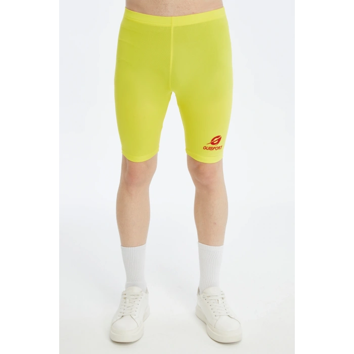 Asm Spor Erkek Erkek Sporcu Kısa Tayt-Sarı,Nefes Alabilir,Esnek Fitness Koşu Taytı