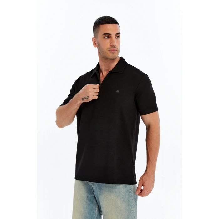Asm Spor Erkek Polo Yaka Tişört Siyah