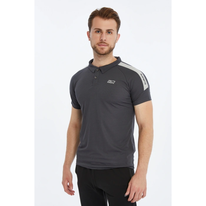Asm Spor Fog Erkek Polo Yaka Spor Tişört |Antrasit |Nefes Alabilir Kumaş |Çizgi Detaylı
