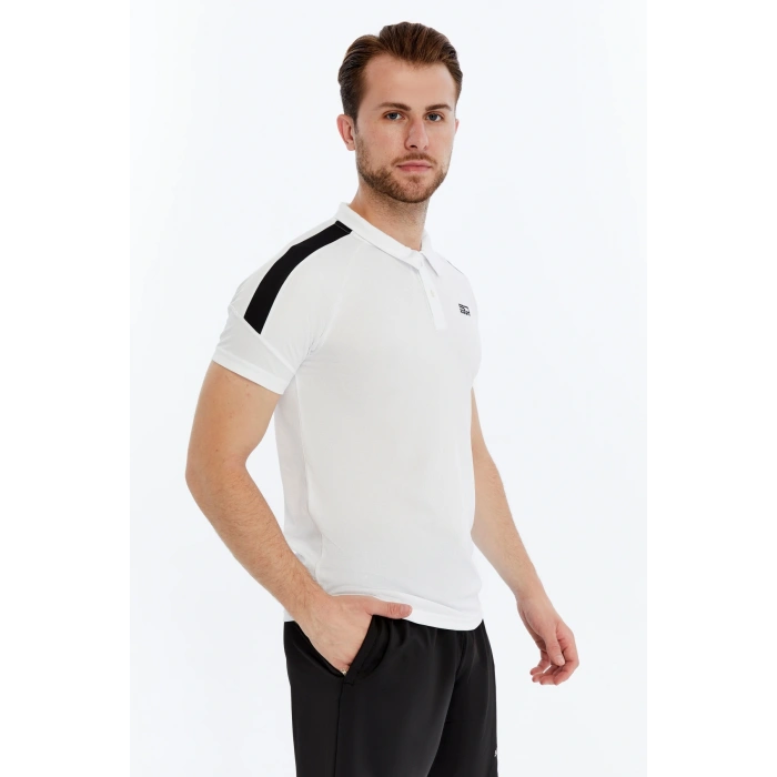 Asm Spor Fog Erkek Polo Yaka Spor Tişört |Beyaz |Nefes Alabilir Kumaş |Çizgi Detaylı