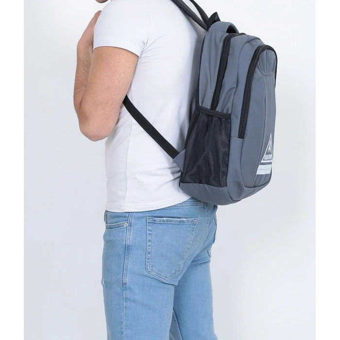 ASM Spor Sırt Çantası 25L | Okul, Seyahat ve Günlük Kullanım – Gri-Beyaz