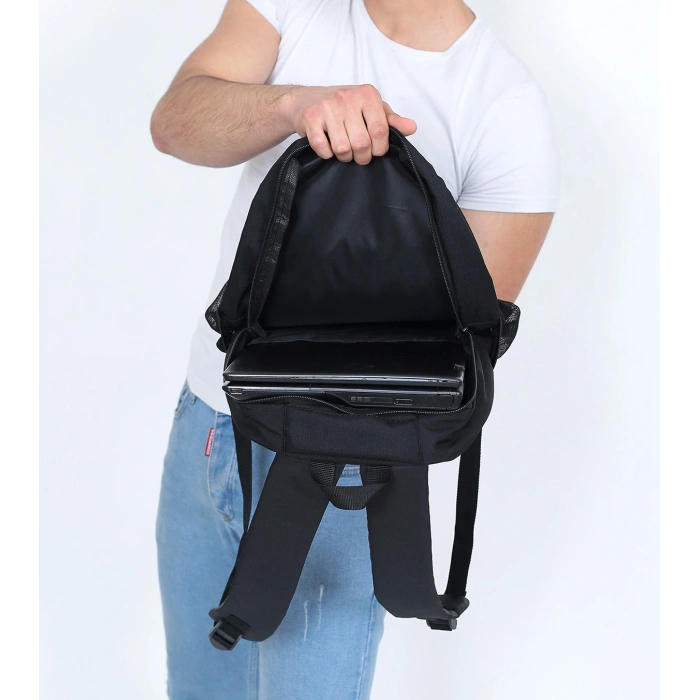 ASM Spor Sırt Çantası 25L | Okul, Seyahat ve Günlük Kullanım – Siyah-Beyaz