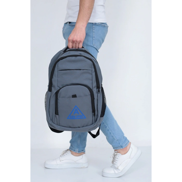 ASM Spor Sırt Çantası 30L | Okul, Spor, Seyahat ve Günlük Kullanım – Gri/Mavi