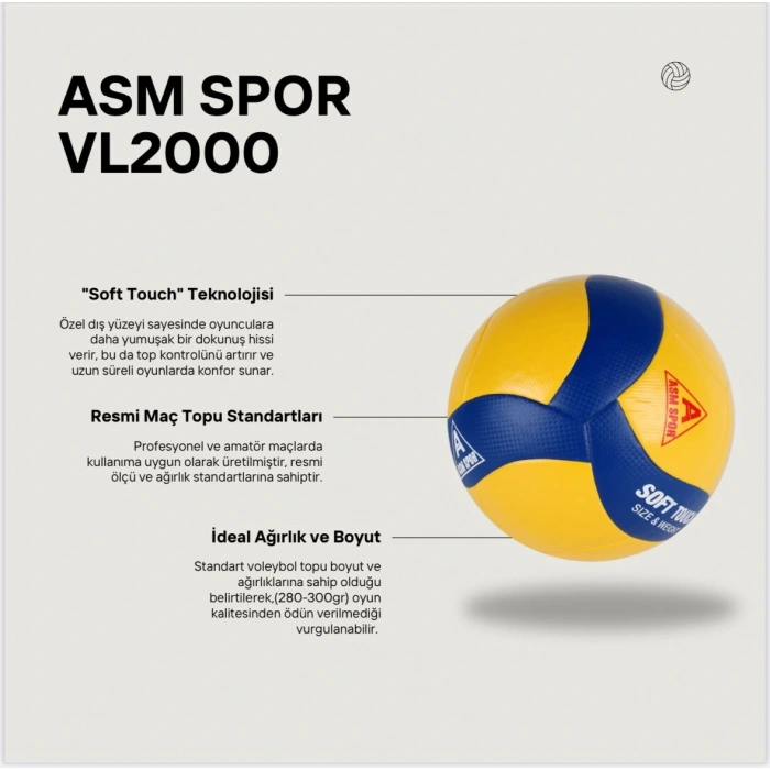 Asm Spor Voleybol maç topu Sarı-Mavi VL2000