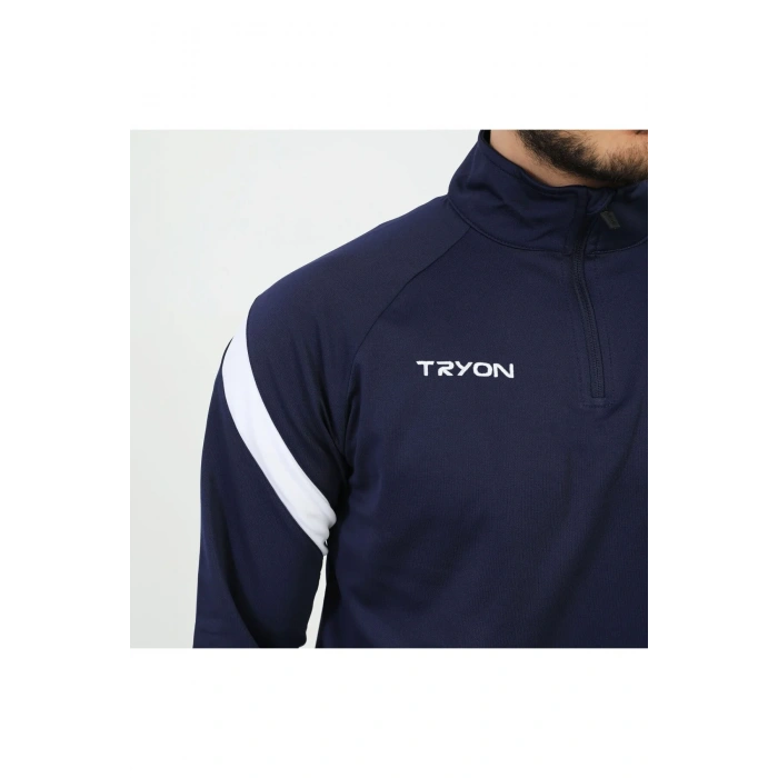 TRYON / ANTRENMAN SWEAT EVO PRO YARI FERMUAR LACİVERT-BEYAZ