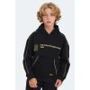 Slazenger LEVON Unisex Çocuk Kapüşonlu Cepli Siyah Sweatshırt