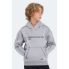 Slazenger LEVON Unisex Çocuk Kapüşonlu Cepli Taş Gri Sweatshırt