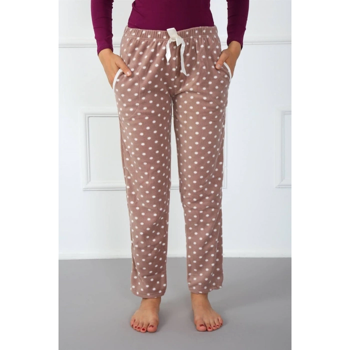 Bayan Polar Tek Alt Pijama Kahve