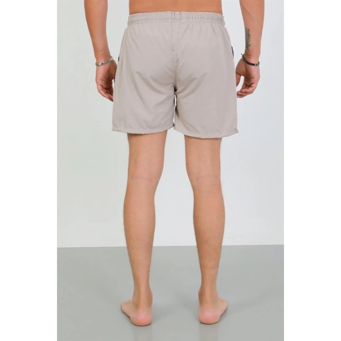 Erkek Fermuarlı Cepli Deniz Şortu Bej