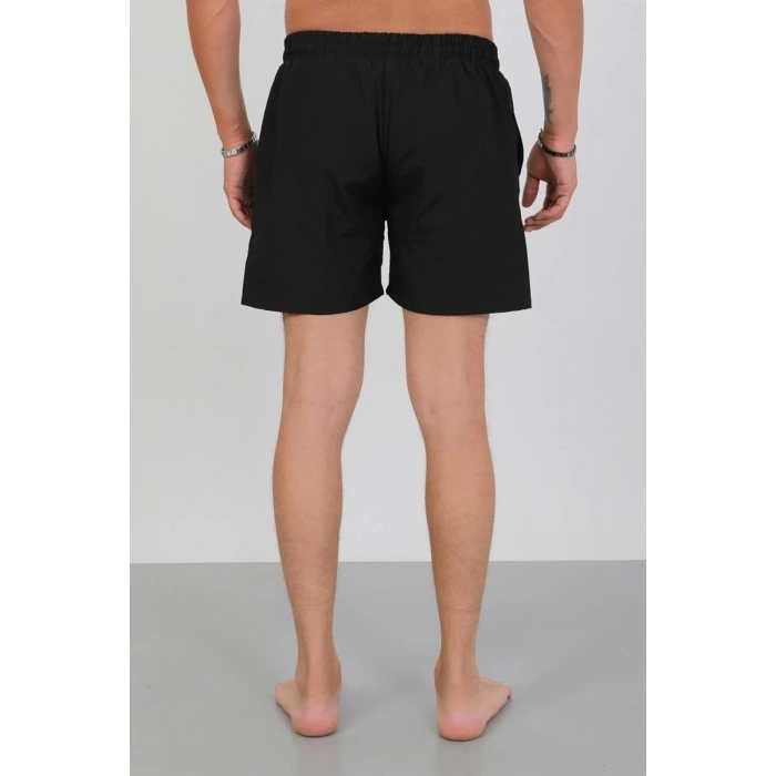 Erkek Fermuarlı Cepli Deniz Şortu Siyah