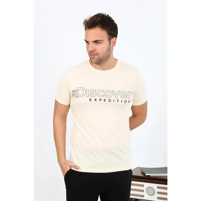 Erkek Kısa Kol Penye Pijama Takımı Krem