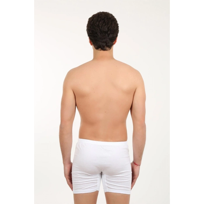 Erkek Paçalı Penye Boxer Beyaz