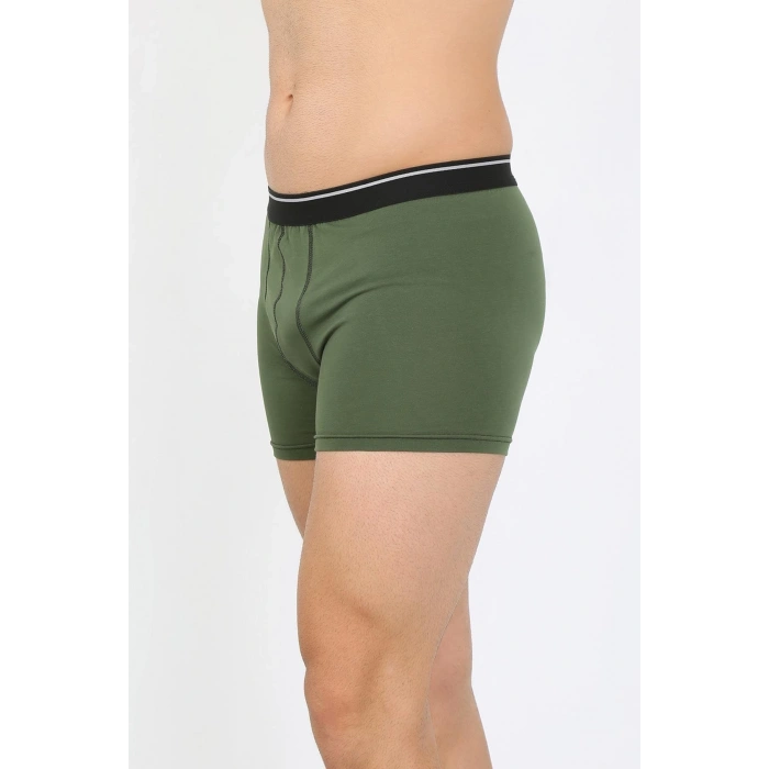 Erkek Pamuk Likralı Boxer Haki