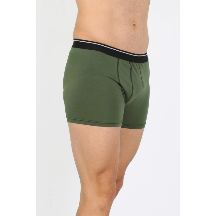 Erkek Pamuk Likralı Boxer Haki