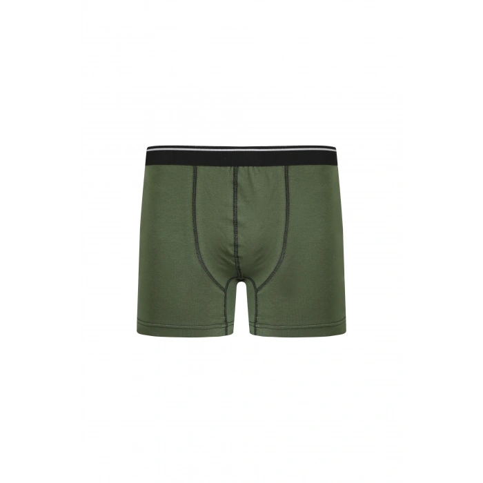 Erkek Pamuk Likralı Boxer Haki