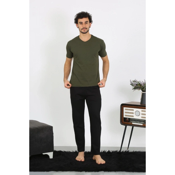 Erkek Penye Haki 3lü Pijama Takımı