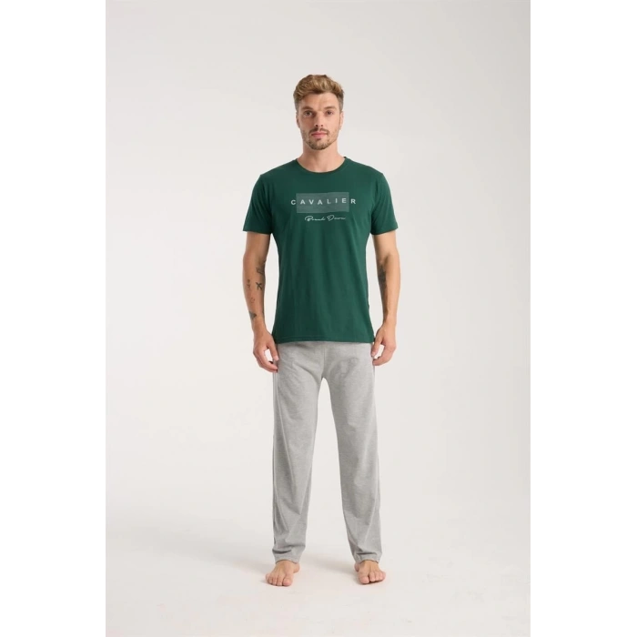 Erkek Yeşil Kısa Kol Pijama Takımı