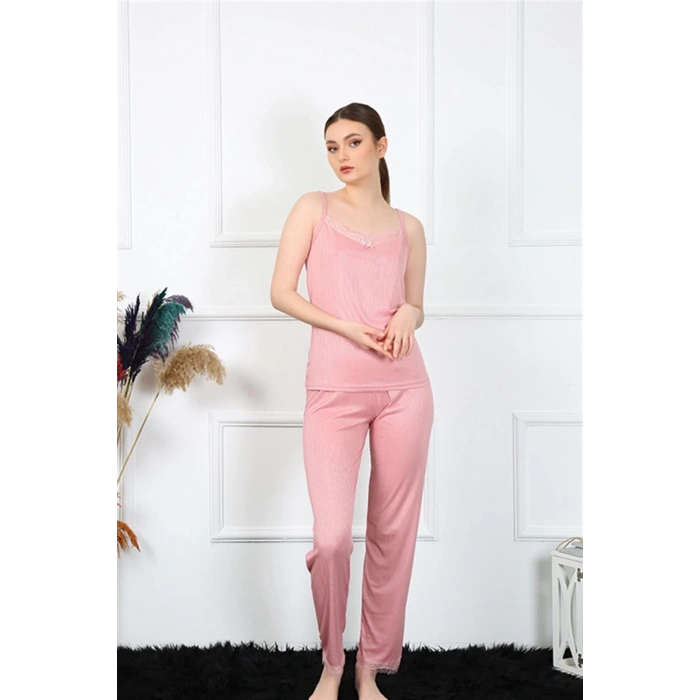 Kadın İp Askılı Somon Pijama Takım