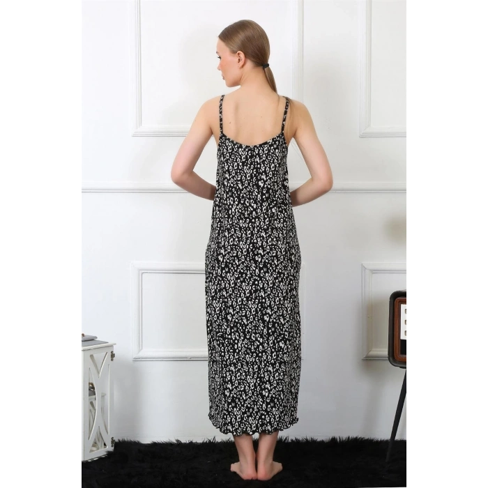 Kadın İp Askılı Uzun Gecelik Siyah