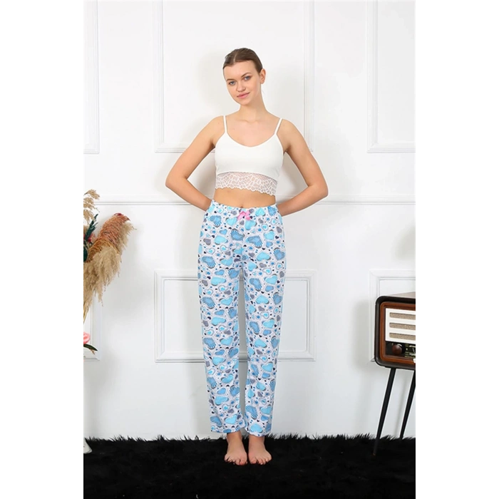 Kadın Pamuklu Alt Pijama Mavi