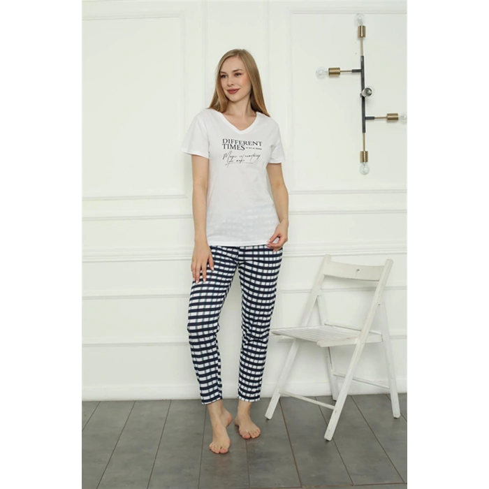 Kadın Penye Pijama Takım Beyaz